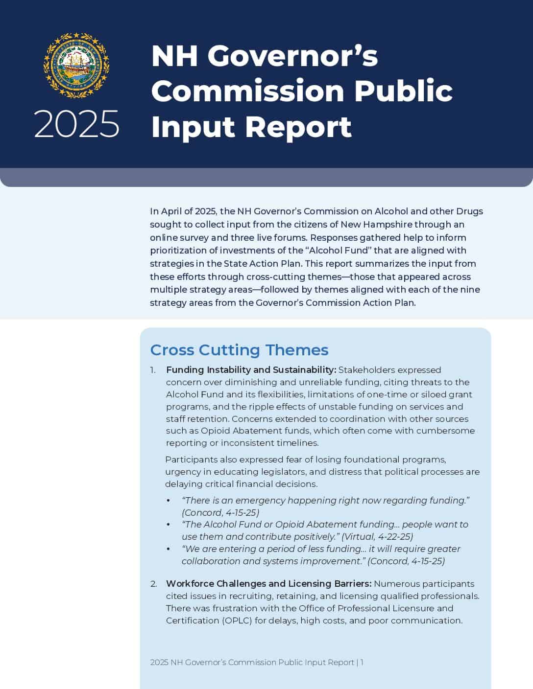 Governor’s Commission on Alcohol and other Drugs - Annual Report 2023: July 2022 -December 2023 progress report (presented February 23, 2024)