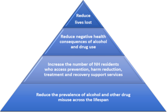 Governor's Commission Action Plan - 4 objectives: Reduce lives lost; Reduce negative health consequences of alcohol and drug use; Increase the number of NIH residents who access prevention, harm reduction, treatment and recovery support services; Reduce the prevalence of alcohol and other drug misuse across the lifespan.